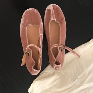 Doen Pink Velvet Mary Janes